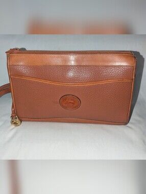 Vintage AWLDooney & Bourke Brown Leather Crossbody Clutch Bag.